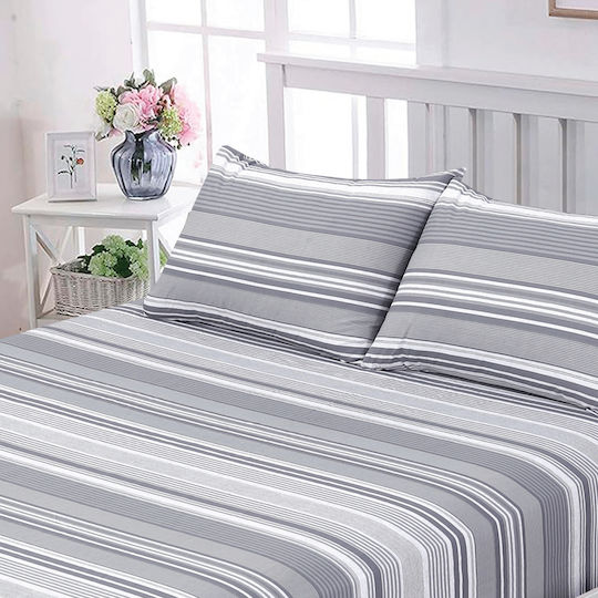 Casa Colori Чаршаф Единично с Ластик 100x200+30см. Harmony Сив