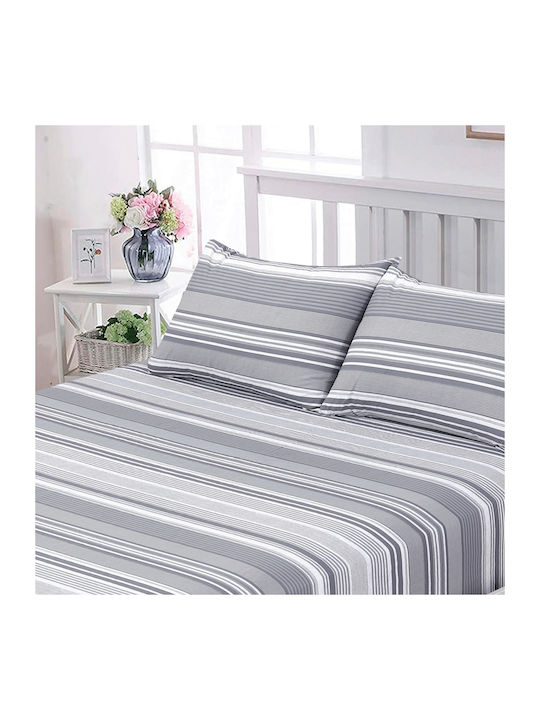 Casa Colori Harmony Σεντόνι Ημίδιπλο με Λάστιχο 120x200+30εκ. Grey Harmony