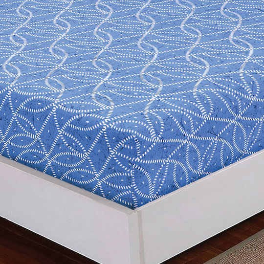 Casa Colori Double 140x200+30cm with Elastic Imperial Blue Imperial Blue