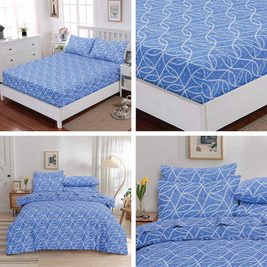 Casa Colori Sheet Double with Elastic 140x200+30cm. Imperial Blue Imperial Blue