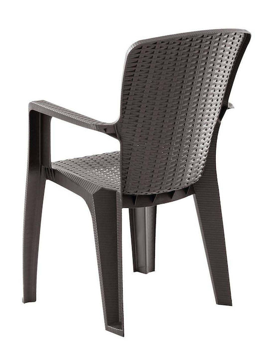 Καρέκλα Εξωτερικού Χώρου Rattan Side Καφέ 59x61x89εκ.