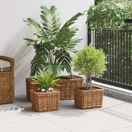 vidaXL Ghiveci Rattan Maro