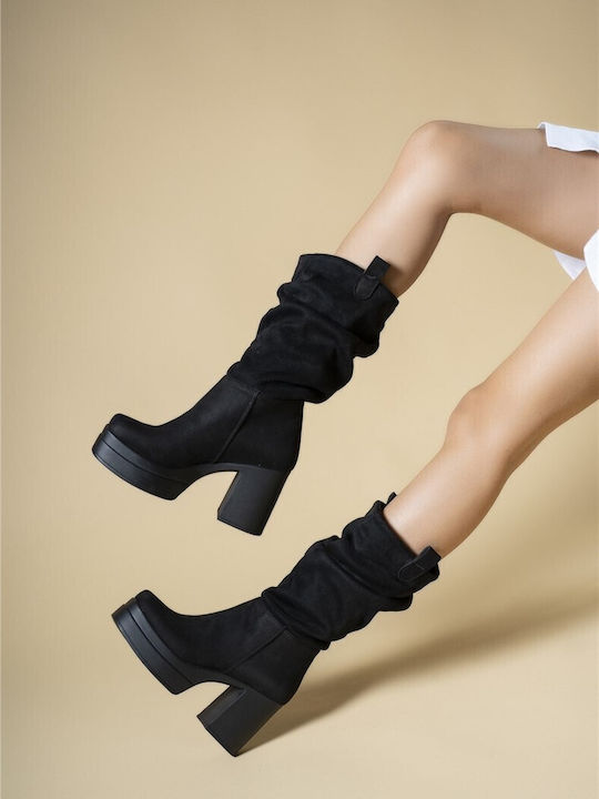 Wildleder Damenstiefel Schwarz