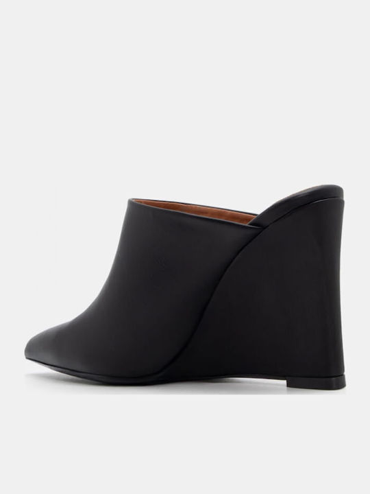 Mules mit Chunky Hoch Absatz in Schwarz Farbe