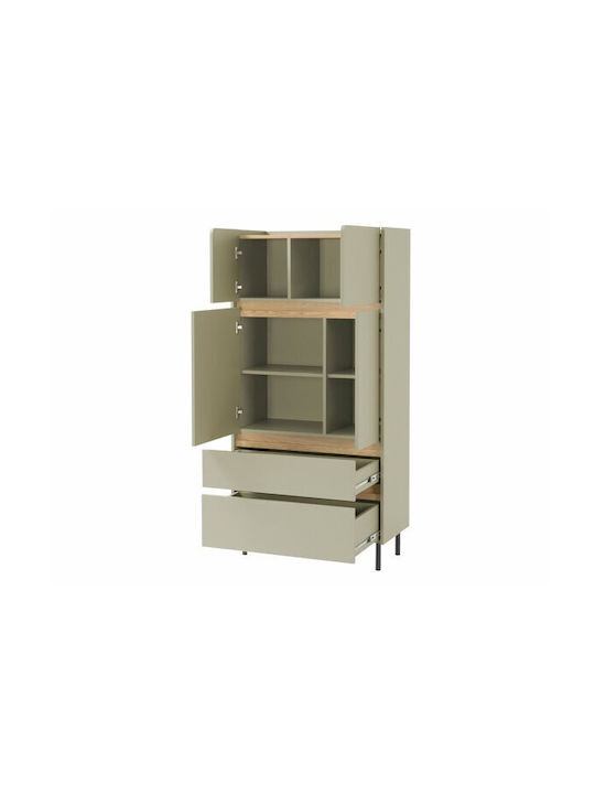 Bibliothek Fiosono 104 Staubiges Grün Eiche 80x40x165cm