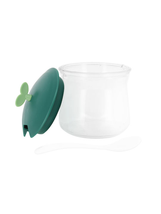 Cheffinger Set 3 Bucăți Borcane Pentru Condimente din Sticlă Capace din Plastic Suport Verde