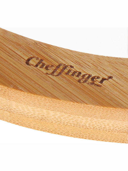 Cheffinger Glass Salad Bowl Bamboo Base Utensils Included Ultra Practical Sienna
