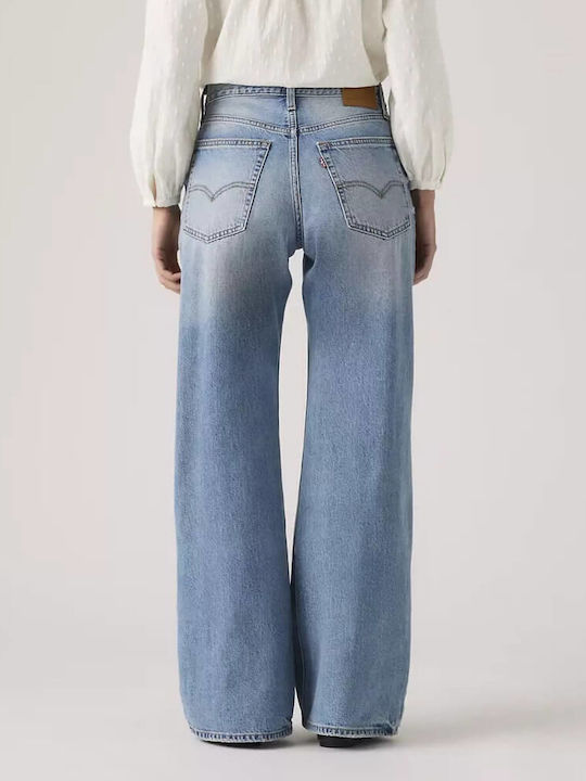 Boot Hoch tailliert Damenjeans in Lockerer Passform Medium Wash Blue