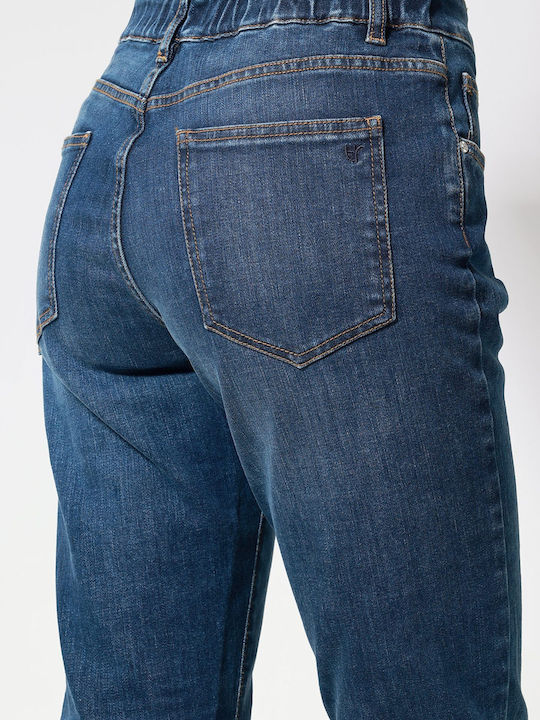 Hoch tailliert Damenjeans in Mom-Passform Blue