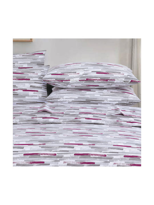 Casa Colori Wine Pillowcase Set with Envelope Cover Striped 50x70cm.