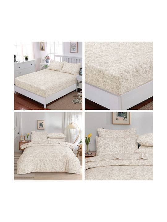 Casa Colori Elegance Pillowcase Set with Envelope Cover Ecru 50x70cm.