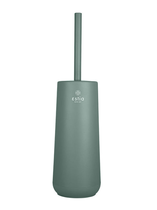 Estia Fjord Plastic Toilet Brush and Basket Set Soft Close 5lt Green
