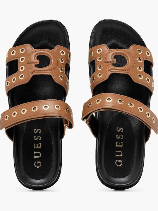 Women's Flat Sandals in Tabac Brown Color