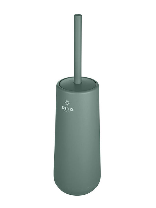 Estia Fjord Plastic Toilet Brush and Basket Set Soft Close 5lt Green
