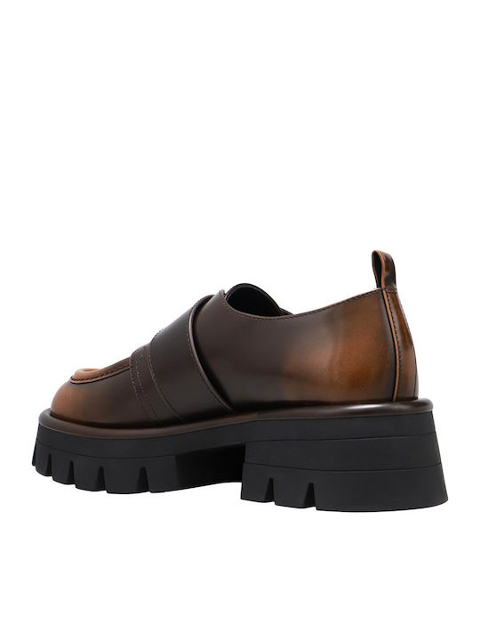 Δερμάτινα Γυναικεία Loafers σε Ταμπά Χρώμα