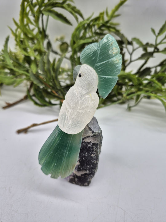 Handmade Carved Decorative Parrot With Natural Semi-Precious Stones