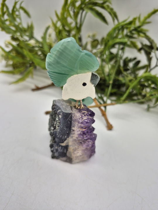 Handmade Carved Decorative Parrot With Natural Semi-Precious Stones