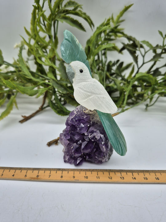 Handmade Carved Decorative Parrot With Natural Semi-Precious Stones