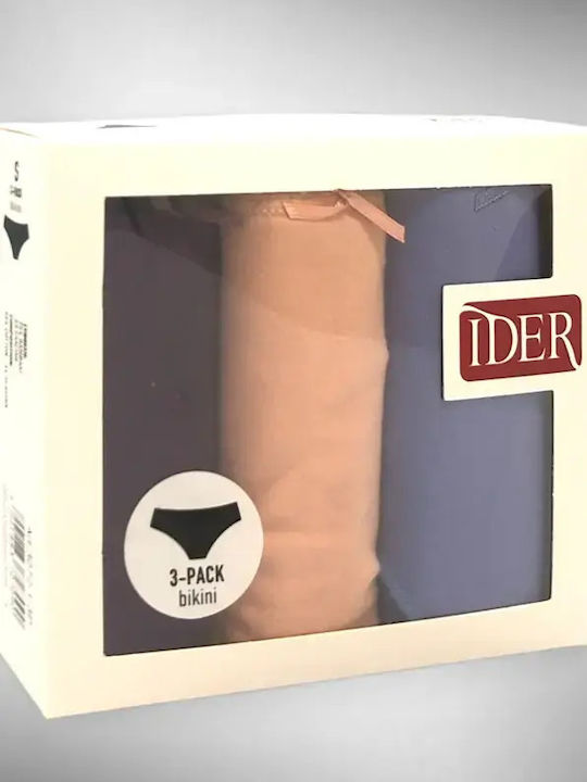 Βαμβακερά Γυναικεία Slip 3Pack με Δαντέλα Μωβ