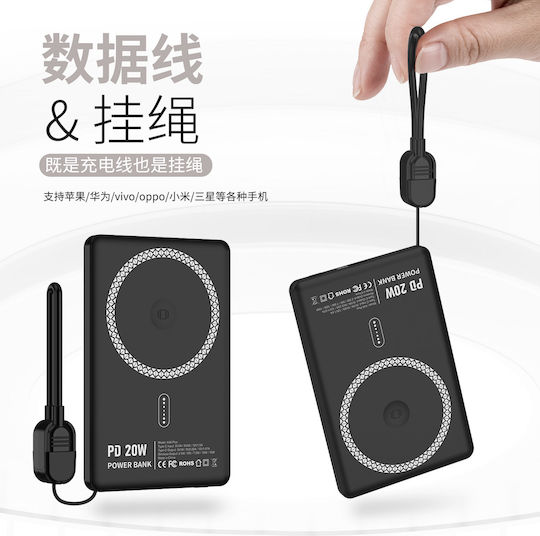 Nine A36 Plus MagSafe Power Bank 5000mAh 20W με Θύρα USB-C Μαύρο