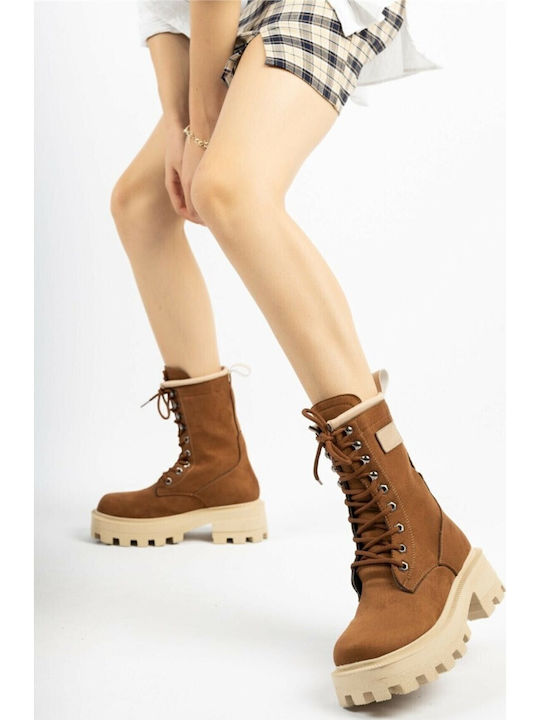 Suede Women's Ankle Boots Brown