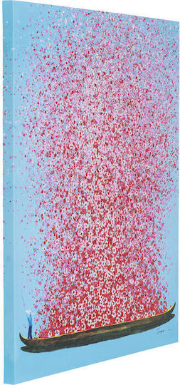 Canvas Picture Flower Boat Blue Pink 30x40cm