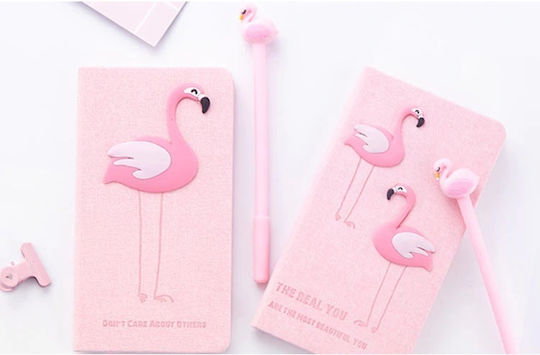 Set Cadou Copii Flamingo Caiet cu Finisaj din Piele Ecologică + Pix Flamingo