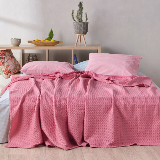 Kentia Loft Illusion Pique Blanket King Size 260x250cm Coral