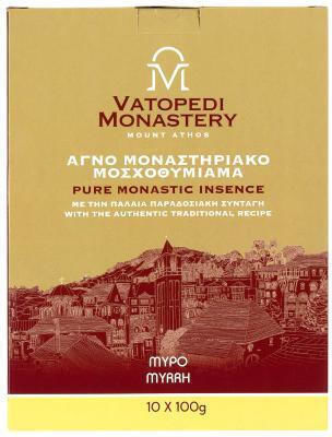 Pure Incense of Mount Athos Old Traditional Recipe 10 X 100gr Authentic Product of Vatopedi Monastery Holy Great Monastery Vatopedi 28167 Myrrh