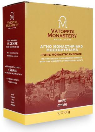Pure Incense of Mount Athos Old Traditional Recipe 10 X 100gr Authentic Product of Vatopedi Monastery Holy Great Monastery Vatopedi 28167 Myrrh