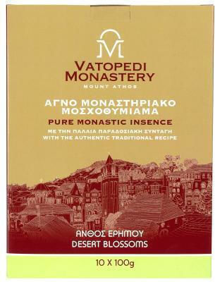 Pure Incense of Mount Athos Old Traditional Recipe 10 X 100g Authentic Product of Vatopedi Monastery Holy Great Monastery Vatopedi 28172 Desert Blossoms