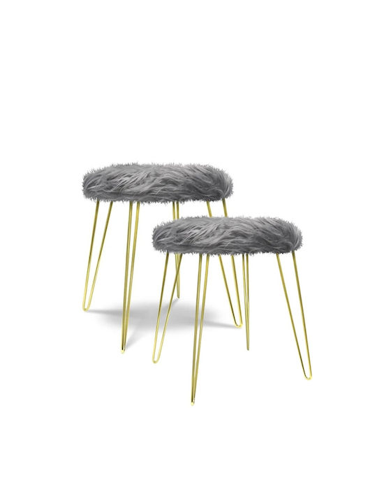 Stool For Living Room Metallic Grey 43x43x45cm