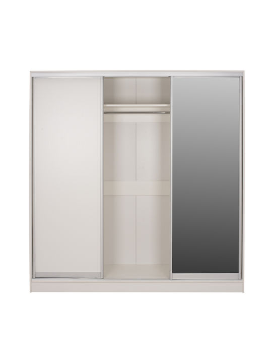 Dreifachtür Kleiderschrank Schieben ADLER mit Spiegel White 200x60x210cm