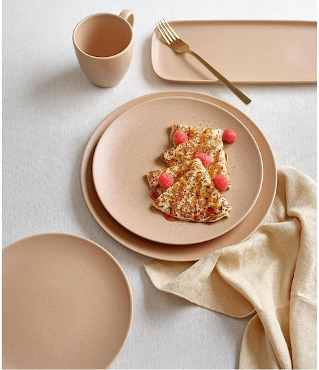 Ready Plate Shallow made of Porcelain Beige with Diameter 26cm 12pcs