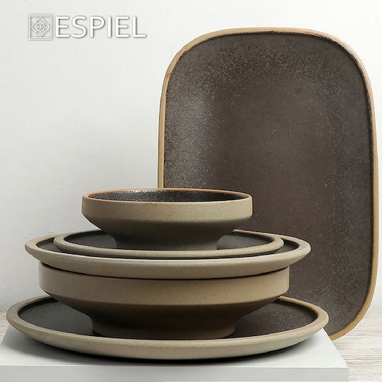 Espiel Karma Πιάτο Βαθύ από Πορσελάνη Καφέ με Διάμετρο 15.3cm 6τμχ