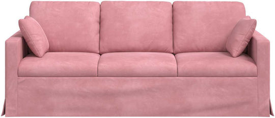 Canapeu Cu Trei Locuri Din Catifea Roz 198x78x80cm
