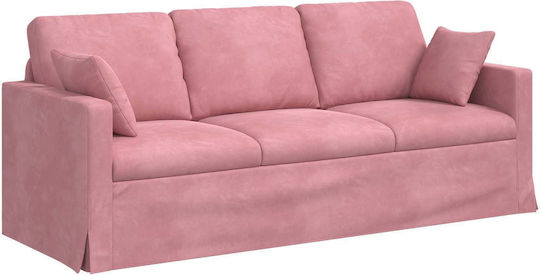 Canapeu Cu Trei Locuri Din Catifea Roz 198x78x80cm