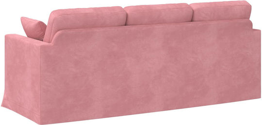 Canapeu Cu Trei Locuri Din Catifea Roz 198x78x80cm