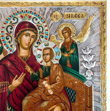Panagia Pantanassa Crafted Canvas Icon Authentic Product of Vatopedi Monastery Holy Great Monastery Vatopedi 030403000023123 26 X 19 Cm
