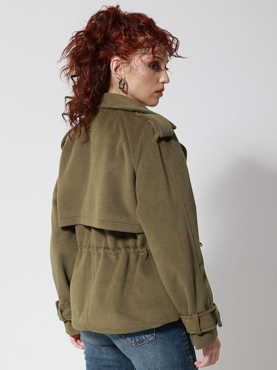 Women's Short Lifestyle Jacket for Winter Green