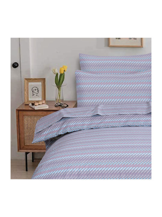 Casa Colori Calm Wave Σετ Σεντόνια Μονά 160x260εκ. Ριγέ (3τμχ)