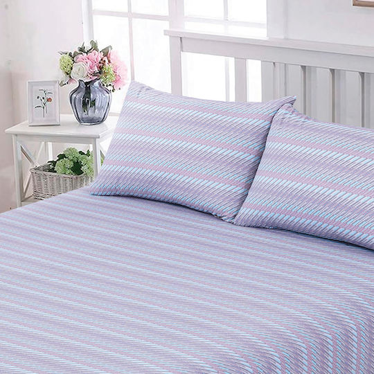 Casa Colori Calm Wave Σεντόνι Μονό με Λάστιχο 100x200+30εκ. Ριγέ