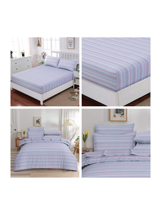 Casa Colori Sheet Double with Elastic 140x200+30cm. Calm Wave Stripes