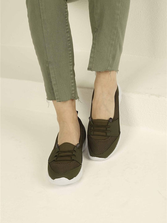 Damen Mokassins in Khaki Farbe