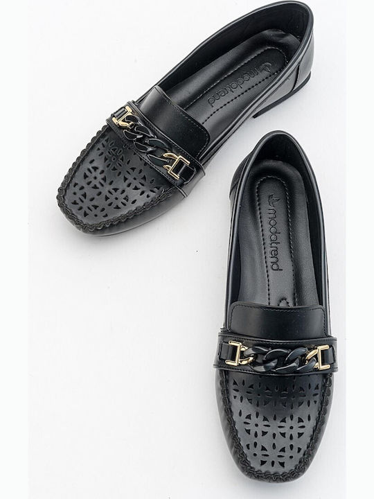 Leder Damen Mokassins in Schwarz Farbe