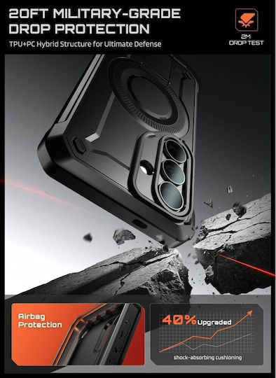 Supcase 360 Full Cover Σιλικόνης / Πλαστικό Σετ με Τζαμάκι Μαύρο (Galaxy S26+)