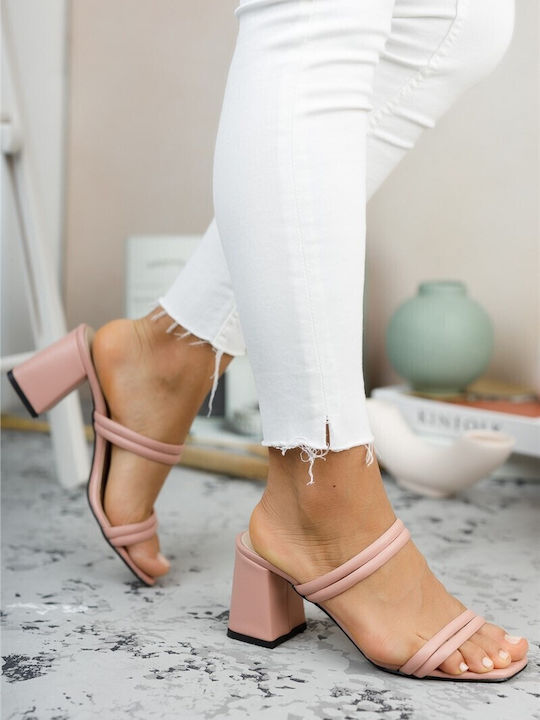 Mules mit Absatz in Rosa Farbe