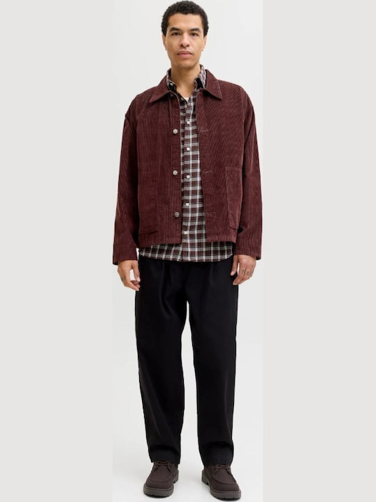 Long-sleeved Flannel Shirt Checked Brown