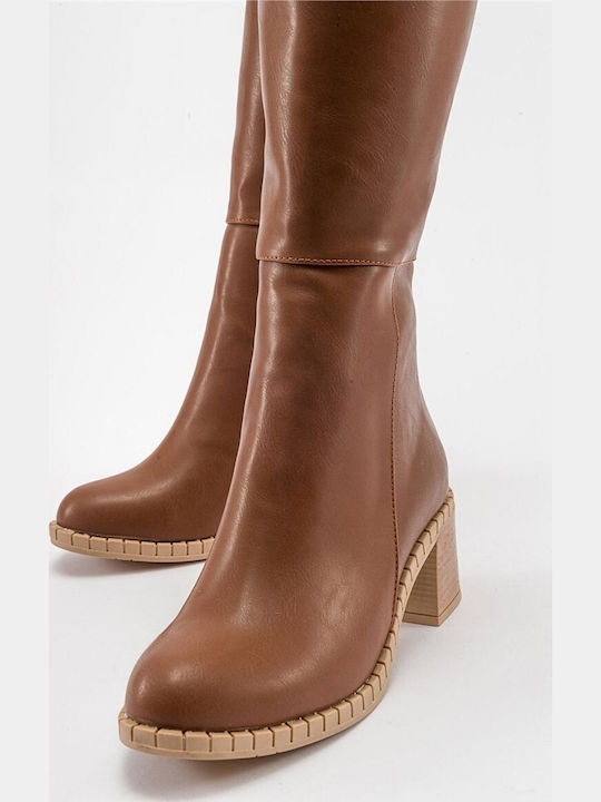 Synthetic Leather Women's Boots Brown
