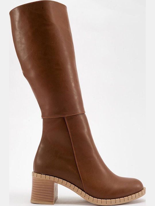 Synthetic Leather Women's Boots Brown